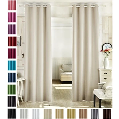 Image de WOLTU® 1 pièce Rideau occultant en Polyester Opaque Suspension à œillets 135x245cm,VH5865sd Sable