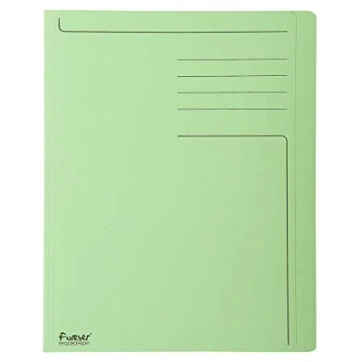 Image de Exacompta Réf. 441013E Paquet de 100 chemises rigides imprimées à bord décalé Forever® 280 g/m2 100% recyclées et certifiées Ange Bleu dimensions 24 x 32 cm pour format A4 couleur vert vif