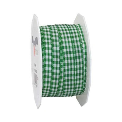Image de PRÄSENT Vichy Ruban Taffetas Filaire Vert/Blanc 10 mm 20