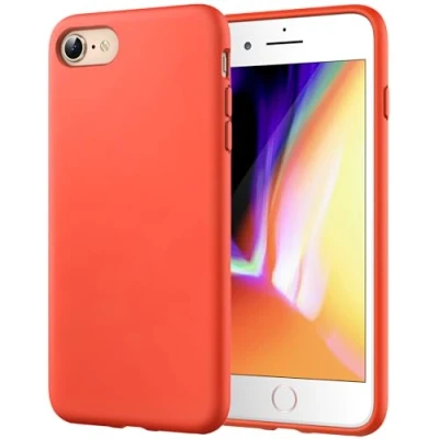 Image de JETech Coque Silicone pour iPhone SE 3/2 (modèle 2022/2020), 8/7, Protection Complète du Corps au Toucher Soyeux, Doublure Douce en Tissu Microfibre (Orange Curcuma)
