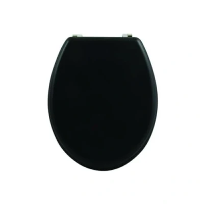 Image de MSV Abattant WC MDF CLÉO Noir Mat Charnières INOX