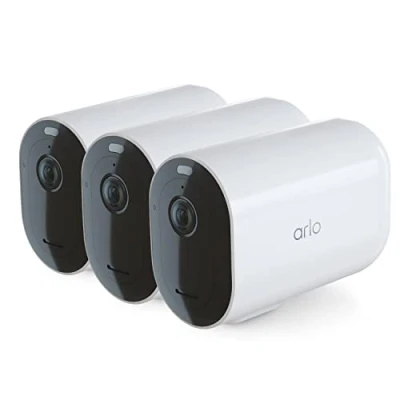 Image de Arlo Pro4 XL Caméra de Sécurité WiFi Pack 3, 2k, Vision Nocturne, Audio Bidirectionnel, Batterie 12 Mois, Détection Movement, Essai Gratuit 90 Jours Inclus pour Le Secure, VMC4352P