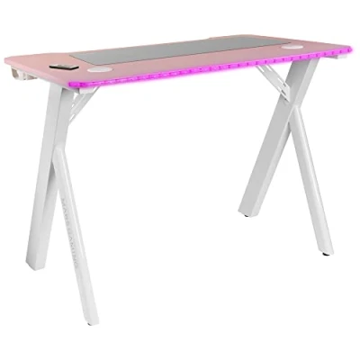 Image de Mars Gaming MGD100RGB, Bureau RGB, Tapis de Souris XXL, Support Casque + Bouteille, 100x60cm, Rose