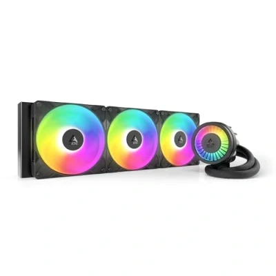 Image de ARCTIC Liquid Freezer III Pro 420 A RGB (Noir) Refroidisseur CPU AIO, 3 x 140 mm Refroidissement à Eau, radiateur 38 mm, Pompe PWM, Ventilateur VRM, AMD AM5/AM4, Intel LGA1851/1700 Cadre de Contact