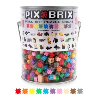 Image de Cefa Toys Pix Brix Pixel Art Pot métallique 1500 pièces. Couleurs Assorties, Gamme Moyenne, constructions Horizontales, Verticales, diagonales. Créez des mosaïques, Figurines 2D, 3D, Compatible avec