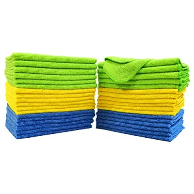 Image de Polyte 36 Chiffons de Nettoyage en Microfibres Bleu/Vert/Jaune 31 x 41 cm