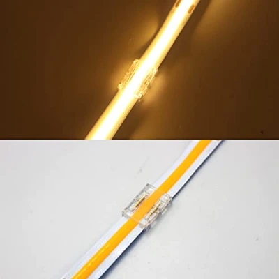 Image de Boarda Connecteurs de bande LED COB,10Pcs 2 Pin Connector Gapless Solderless Connection, Connecting Wires or L Shape for 5mm 8mm 10mm COB Strip (10MM, Click Connector)
