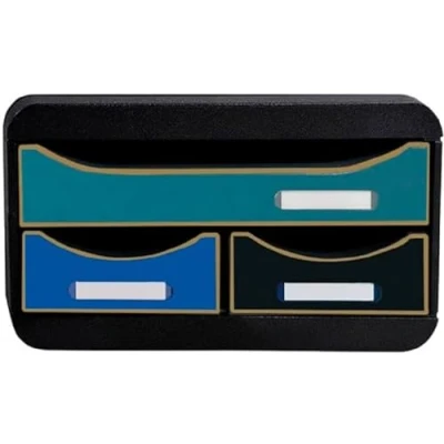 Image de Exacompta Réf. 311505D SMALL BOX mini 3 tiroirs Néo Déco 1 tiroir pour documents au format A4+ 2 fins les petits accessoires, stylos, notes Dimensions 34,7 x 27,8 13,5 cm