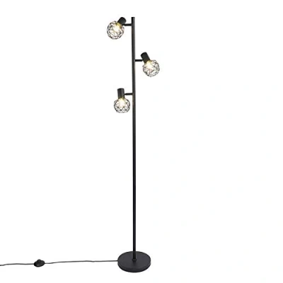 Image de Qazqa mesh Lampadaire 3 lumière H 150 cm Noir Moderne, Design éclairage intérieur Salon I Chambre Cuisine Salle à manger