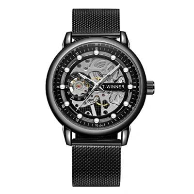 Image de Forsining Montre chronographe mécanique vintage pour homme avec cadran squelette étanche, 1 Noir