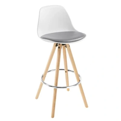 Image de WOLTU Lot de 1 Tabouret Bar en Similicuir siège Cuisine avec Repose Pied,Gris+Blanc BH45grw