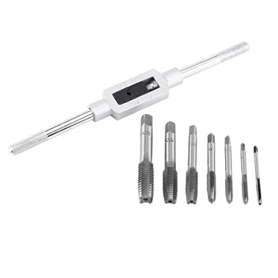 Image de 7pcs Jeu de Tarauds Métrique Robinet à Réglable Filetage la Main avec Clé M3 M4 M5 M6 M8 M10 M12