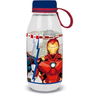 Image de Marvel Gourde Ecozen transparente pour enfants Tritan Avengers Iron Man Hulk Captain America 460 ml avec capuche et poignée en silicone