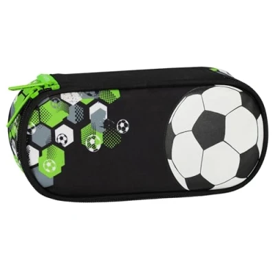 Image de sarcia.eu Trousse compartimentée, école, Sachet, Football, pour garçon, Noir Vert 5x22x10cm (Football Compartiments)