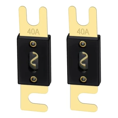 Image de Heschen ANL Lot de 2 fusibles 40 A pour système audio voiture Doré et noir