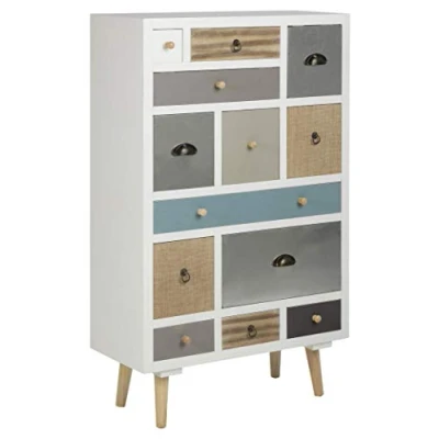 Image de AC Design Furniture Suwen Commode avec 13 Tiroirs, l: 70 x 30 H: 114 cm, Multicolore, Holz, 1 pc