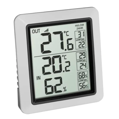 Image de TFA Dostmann Thermomètre sans fil INFO, 30.3065.02, avec émetteur extérieur, mesure de la température intérieure et extérieure, particulièrement précis, capteur suisse précision, blanc