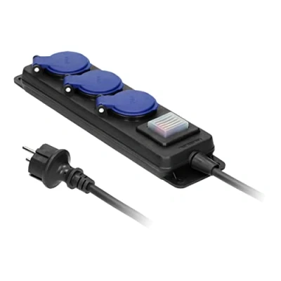 Image de Miratic Prise Exterieure Etanche Rallonge d&#039;Atelier IP44 3 Prises Câble Caoutchouc Interrupteur avec (3 m)
