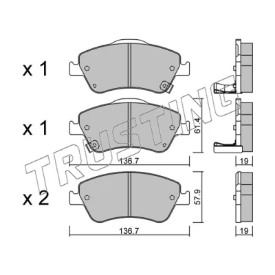 Image de TRUSTING 810.0 Jeu de plaquettes frein avec indicateur d&#039;usure TOYOTA: Auris 5 portes, Corolla XI Berline, X Berline