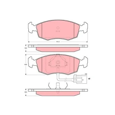 Image de TRW GDB1208 Jeu de plaquettes frein contact signal d&#039;usure inclus FORD: Sierra Mk1 3/5 portes