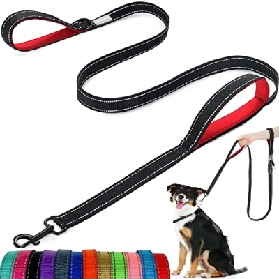 Image de Laisse pour Chien avec Deux poignées rembourrées, Modes de Laisse, réfléchissante Double Face en Nylon Dressage et Promenade, Parfaite Les Chiens Taille Moyenne