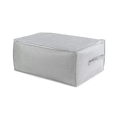Image de Compactor Sac de Rangement pour Couette avec Fermeture éclair, 50 x 70 30 cm, polypropylène, Gamme Boston, Gris/Blanc, RAN10164, Unique