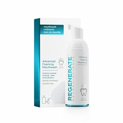 Image de REGENERATE Bain de Bouche Expert Antibactérien Formule Moussante Protège et aide à prévenir les caries pour des dents 3 fois plus fortes Goût menthe fraîche Cliniquement prouvé 50ml