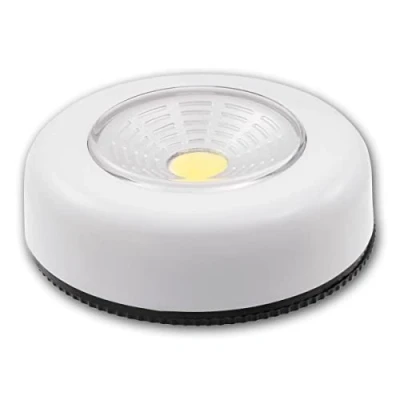 Image de McShine Lampe adhésive à piles LED CTK1 COB en plastique blanc, Ø70x24mm, 70lm, paquet de 10 pièces