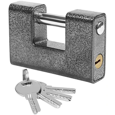 Image de Kurtzy Cadenas Exterieur Ultra Robuste avec 4 Clés Gros Monobloc en Acier Solide Trempé Manille de 12mm d’Épaisseur Protège Portes Garages, Containers, Barrières et Entrepôts