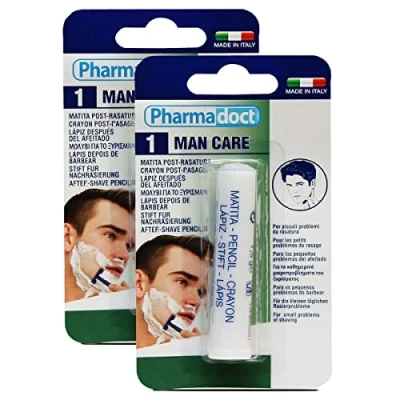 Image de JUANIO Lot de 2 Paquet 1 Crayon hémostatique Post Rasage, bâton après Rasage Blister, arrêt Rapide saignement, Coupe Sang Bouchon 7.5 g