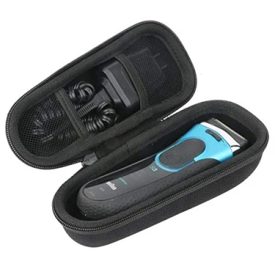 Image de Khanka Dur Cas étui de Voyage Housse Porter pour Braun Séries 3 340s 4 3090 3030S 3020s Rasoir Électrique à Grille Rechargeable Homme, Noir