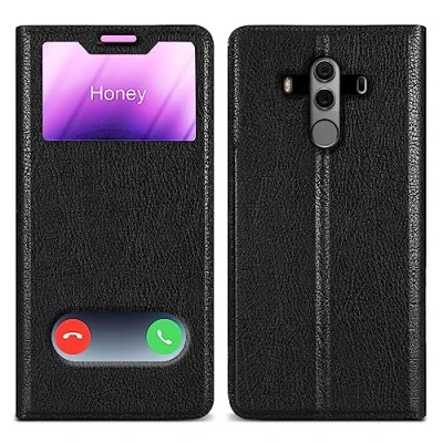 Image de cadorabo Housse Compatible avec Huawei Mate 10 Pro en Noir COMÈTE Coque de Protection Fermeture magnétique, Fonction Support et 2 fenêtres visualisation