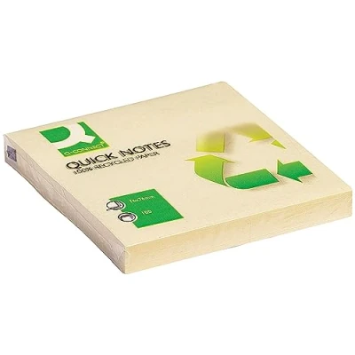 Image de Q Connect 75x75mm Recyclé Quick Note Repositionnable Pad Jaune