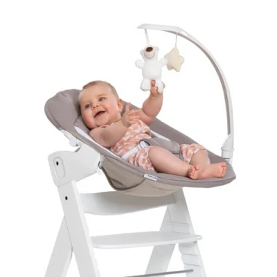 Image de Hauck Transat Bebe Alpha Bouncer Deluxe Compatible Chaise Haute Bébé Alpha+ et Beta+, 2en1 Également Balancelle, de la Naissance à 9 kg, Arche d&#039;Éveil, Réducteur d&#039;Assise, Sand Beige