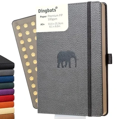 Image de Dingbats* Faune Carnet de Notes A5 Ligné Moyen, Couverture Rigide, Journal en Cuir PU Fermeture élastique, Porte stylo, Marque page