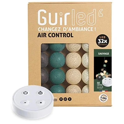 Image de GuirLED Guirlande lumineuse boules coton LED USB Télécommande sans fil Veilleuse bébé 2h Adaptateur secteur double 2A inclus 4 intensités 32 3.2m Sauvage