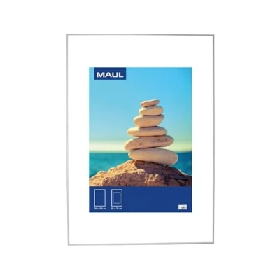 Image de MAUL Cadre Photo MAULdesign en Aluminium Format Portrait ou Paysage Avec Insert Passe Partout Amovible Verre Plastique 70 x 100 cm Argenté