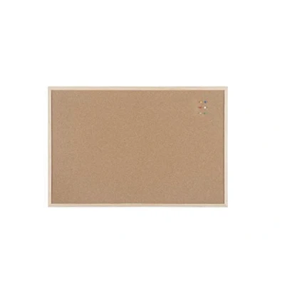 Image de BoardsPlus Tableau en liège 90 x 60 cm avec cadre bois, 6 punaises