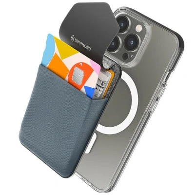 Image de Sinjimoru Magnetic iPhone Wallet Compatible with MagSafe Wallet, Phone as Card Holder for 15 14 13 12 Series. M Flap Gris