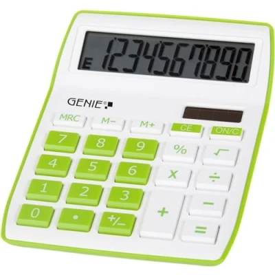 Image de Genie 840 g 10 chiffres calculatrice de bureau avec double alimentation (solaire et batterie) Compact Vert