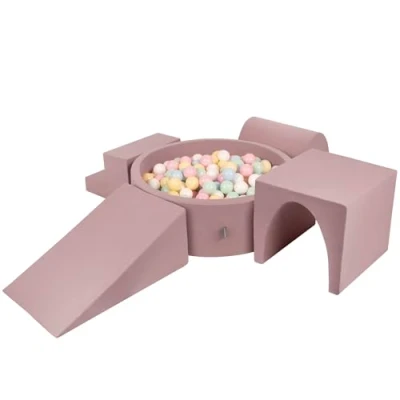 Image de KiddyMoon Aire De Jeux en Mousse avec Rond Piscine À Balles (200 Balles) Fosses Boules pour Enfants Jouets Parcours Obstacles, Bruyère: Bleu Pastel/Jaune Pastel/Blanc/Menthe/Rose Poudré