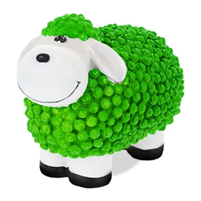 Image de Relaxdays Figurine Mouton, Peint Main, résistant aux intempéries, HxLxP : 16x21x12,5 cm, Jardin, polyrésine, Vert