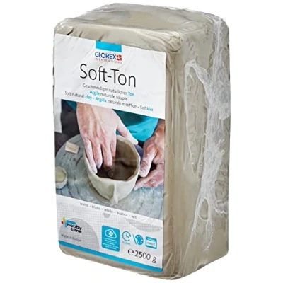 Image de GLOREX Soft Argile Blanc 2500 g séchage naturel/inflammable à 1040 C