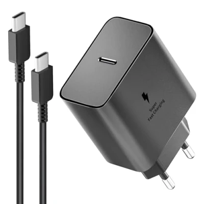 Image de Chargeur 45W Super Charge Rapide pour Samsung Galaxy S24+,S24 Ultra,S23+,S23 Ultra, S22,S21,Note20,A54,A53,Z Fold5,Flip5,Fold4, Flip4,Tab S8 Ultra,Prise Secteur USB C Adapteur avec 2m Câble