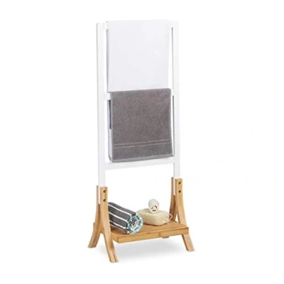 Image de porte serviettes sur pied Relaxdays avec 3 barres Blanc 104 x 41 28,5 cm