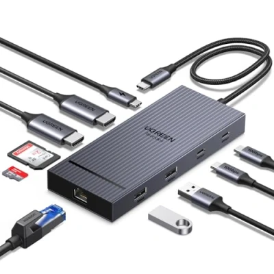 Image de Station d&#039;accueil USB C 10 en 1 UGREEN Revodok Hub Double extension HDMI Ports de transfert données Gbit/s 100 W PD Charge rapide