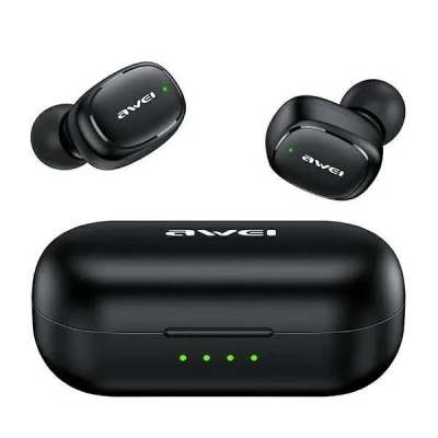Image de Casque Awei Bluetooth 5.1 T13 Pro Tws + Station d&#039;accueil Noir/Noir
