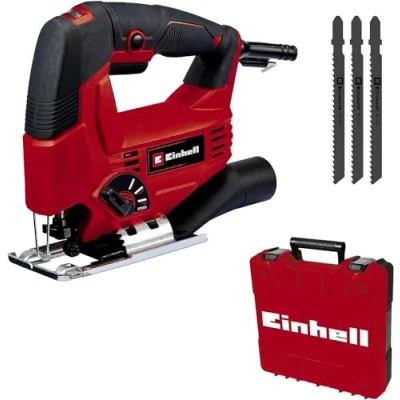 Image de Einhell Scie sauteuse TC JS 80/1 Kit (550 W, profondeur de coupe 80 mm dans le bois/10 l’acier, régime 3 000 tr/min) Livré avec lames à tige en T