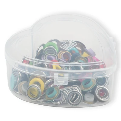 Image de Prym 542620 Œillets avec rondelles multicolores dans une boîte en forme de cœur, 8 mm, compatible Vario Creative Tool
