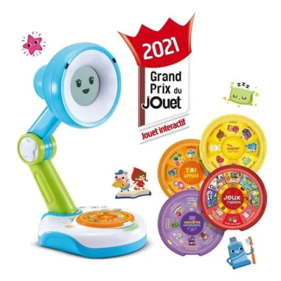 Image de VTech Funny Sunny, Compagnon Interactif, Conteuse d&#039;Histoires et Chansons, Relaxation, Routine, Émotions, Jeux Rigolos, Veilleuse, Réveil, Cadeau Enfant de 3 Ans à 8 Contenu en Français